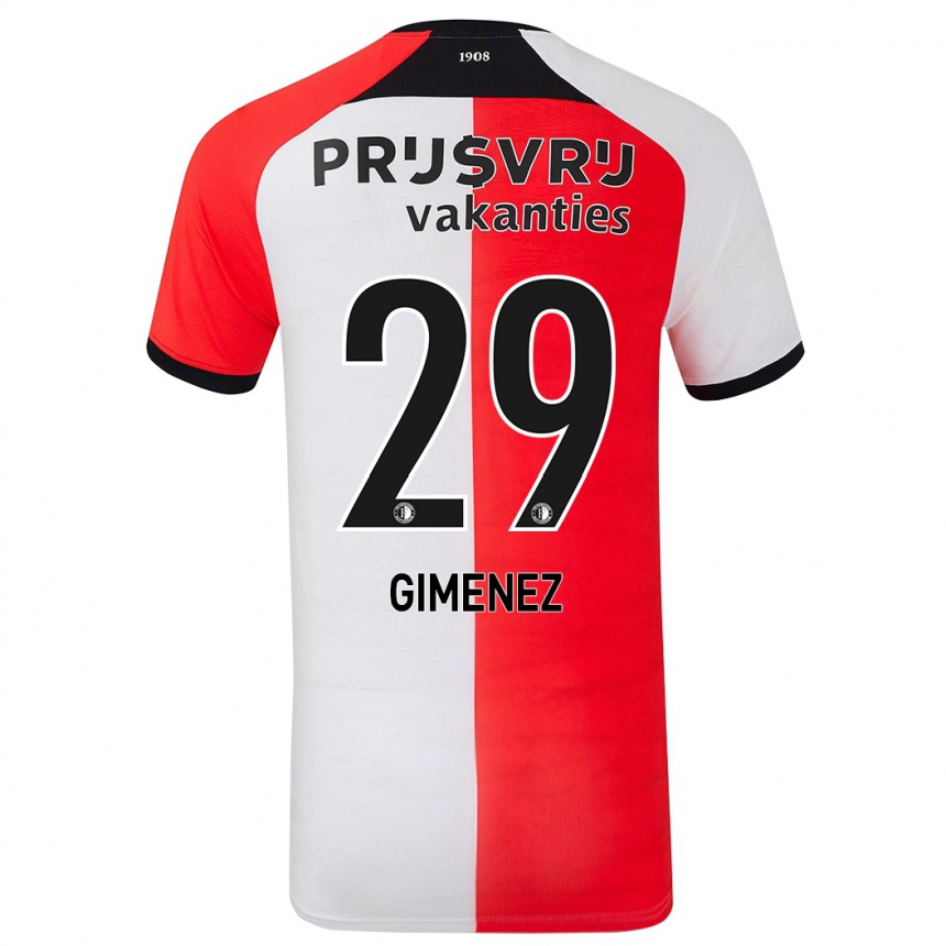 Men Football Santiago Gimenez #29 Red White Home Jersey 2024/25 T-Shirt Uk