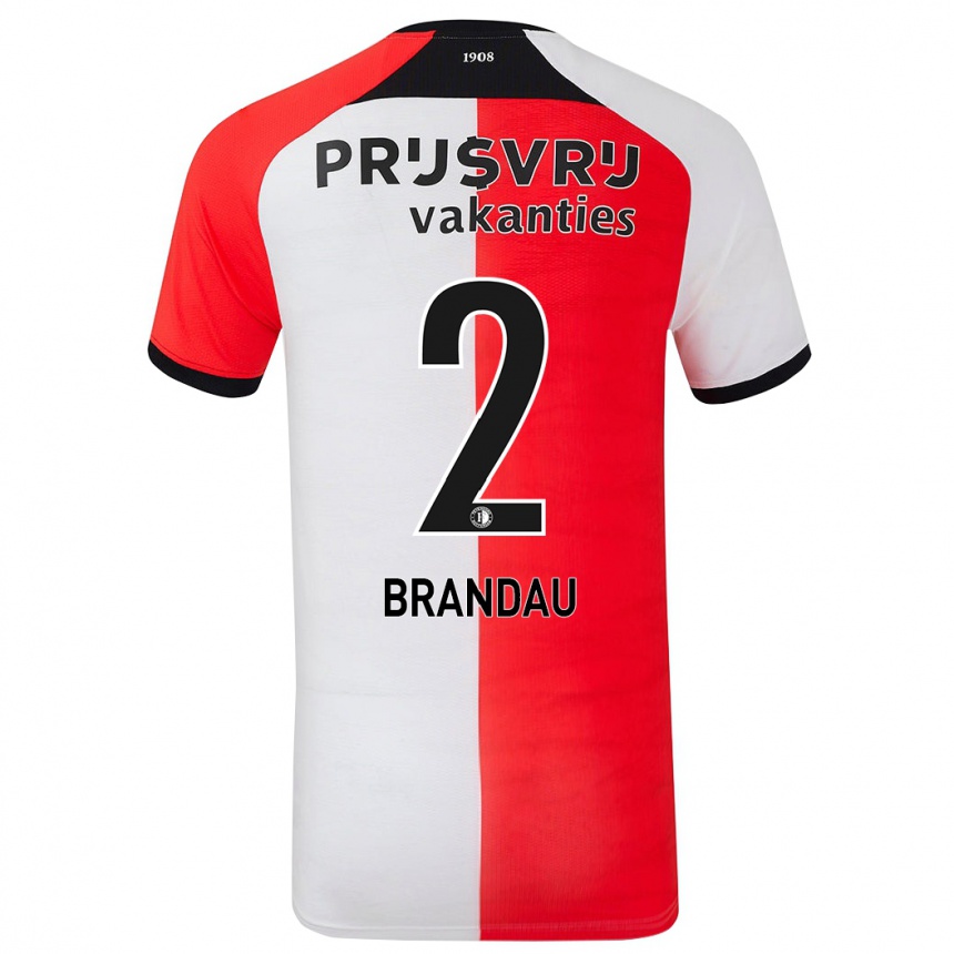 Men Football Justine Brandau #2 Red White Home Jersey 2024/25 T-Shirt Uk