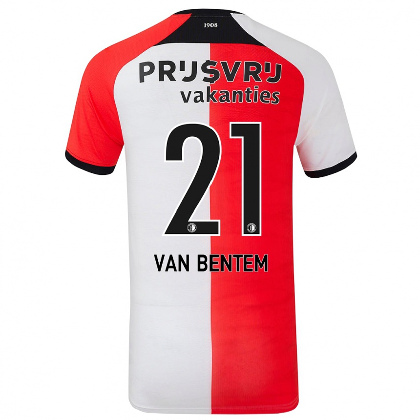 Men Football Tess Van Bentem #21 Red White Home Jersey 2024/25 T-Shirt Uk