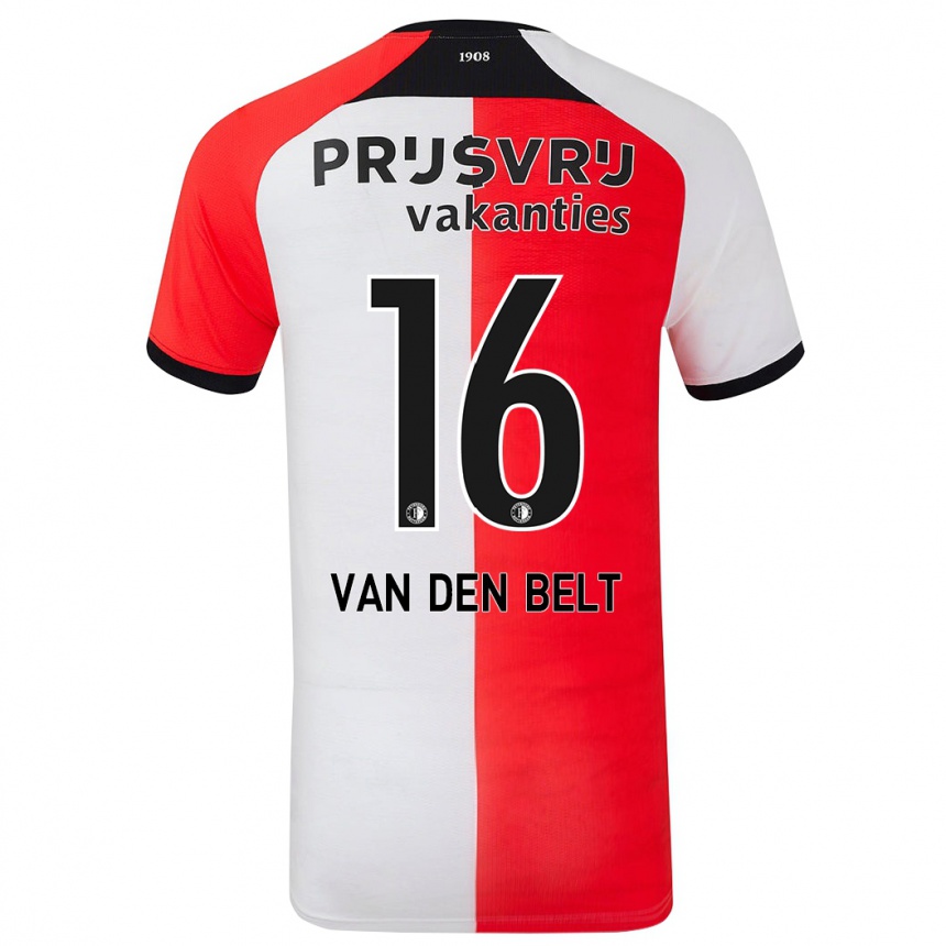 Men Football Thomas Van Den Belt #16 Red White Home Jersey 2024/25 T-Shirt Uk