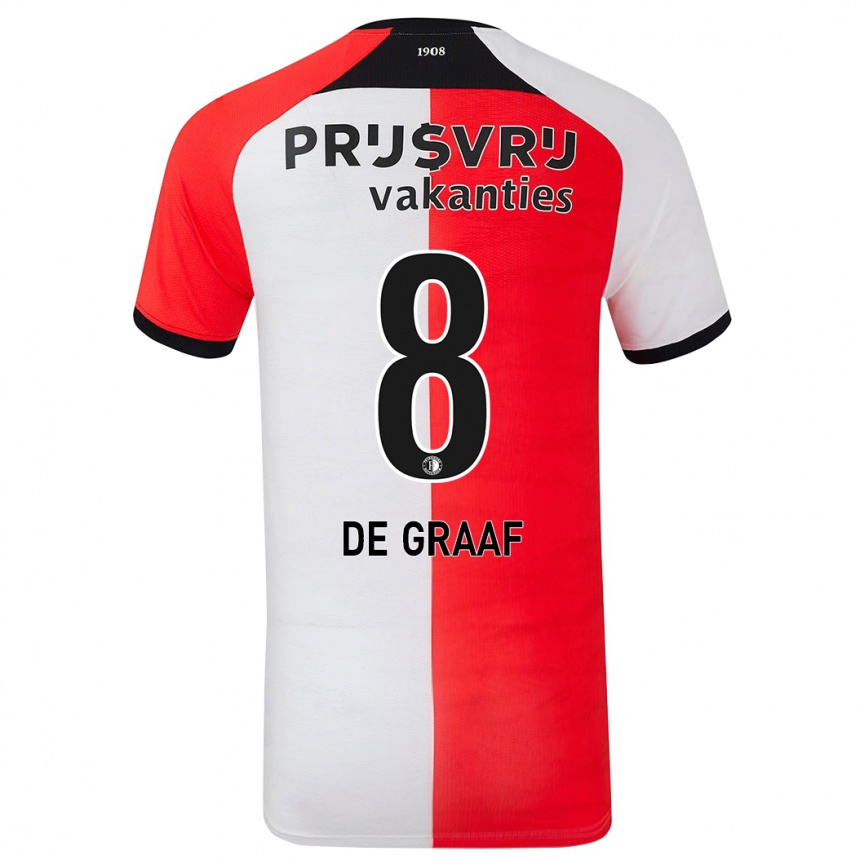 Men Football Esmee De Graaf #8 Red White Home Jersey 2024/25 T-Shirt Uk