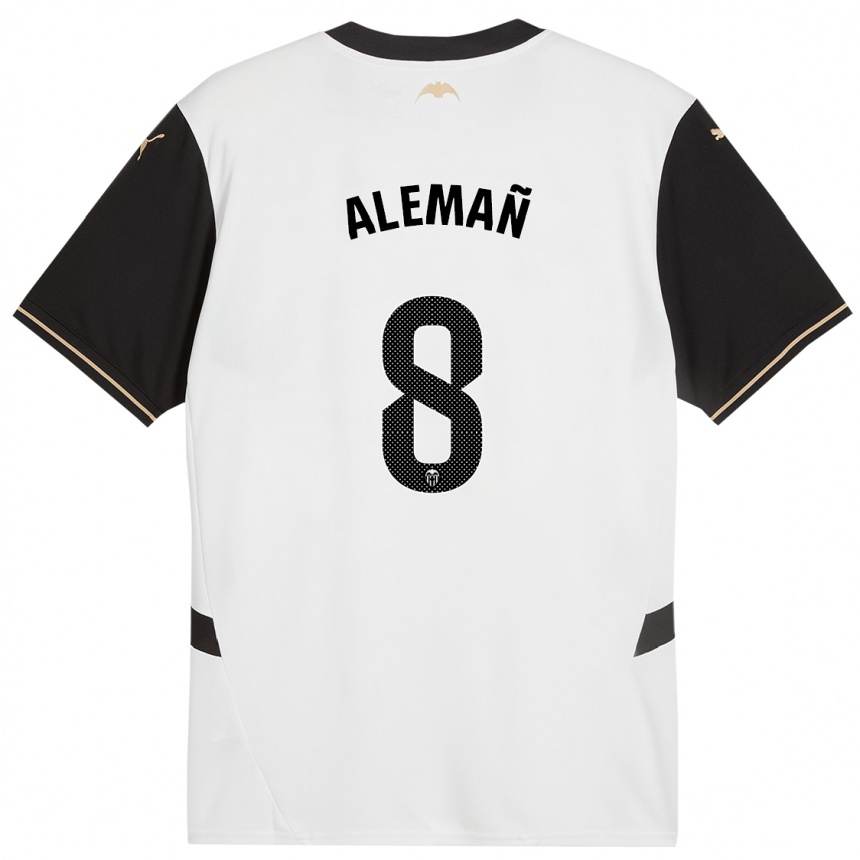 Men Football Pedro Alemañ #8 White Black Home Jersey 2024/25 T-Shirt Uk