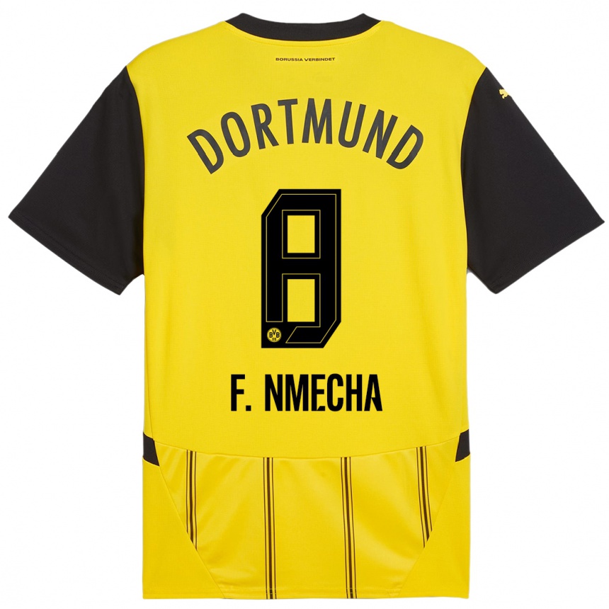 Men Football Felix Nmecha #8 Yellow Black Home Jersey 2024/25 T-Shirt Uk