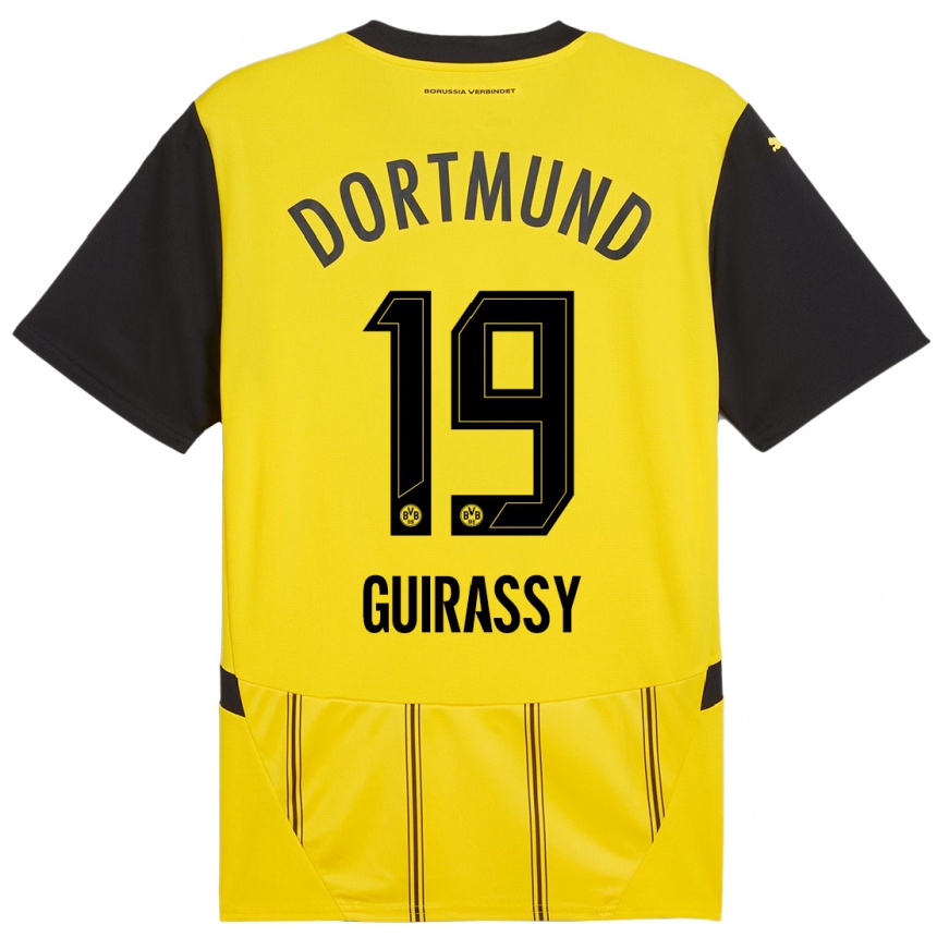 Men Football Serhou Guirassy #19 Yellow Black Home Jersey 2024/25 T-Shirt Uk