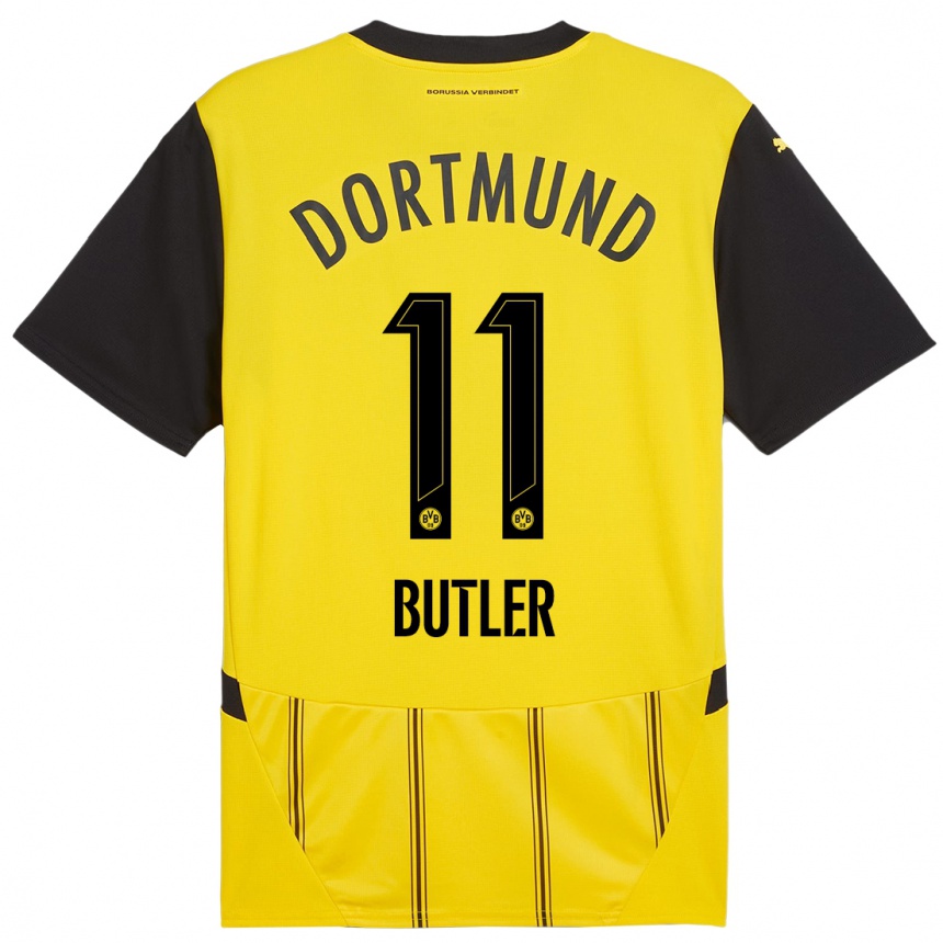 Men Football Justin Butler #11 Yellow Black Home Jersey 2024/25 T-Shirt Uk