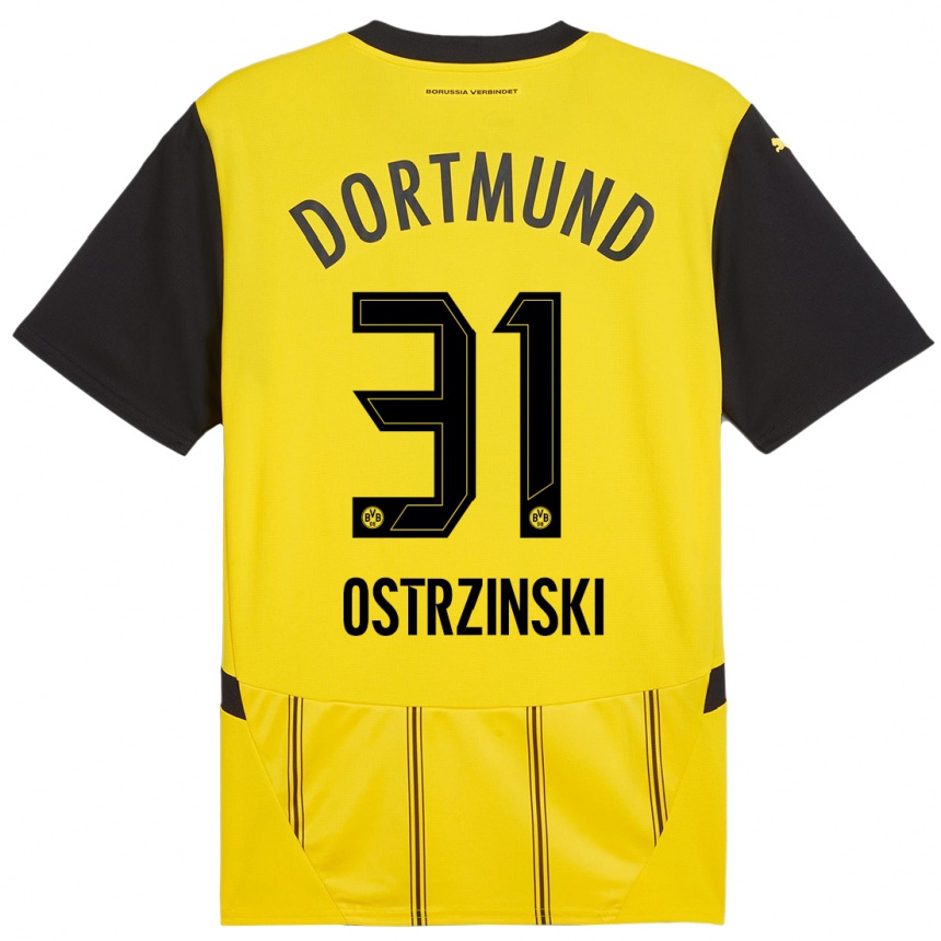 Men Football Silas Ostrzinski #31 Yellow Black Home Jersey 2024/25 T-Shirt Uk