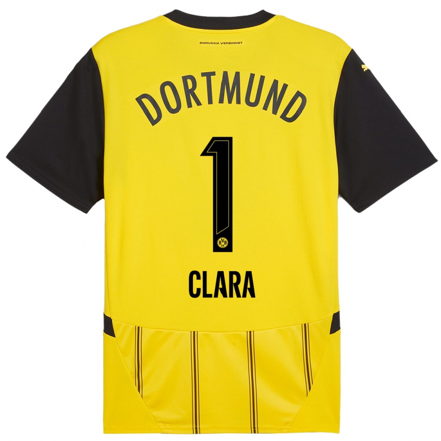 Men Football Woltering Clara #1 Yellow Black Home Jersey 2024/25 T-Shirt Uk