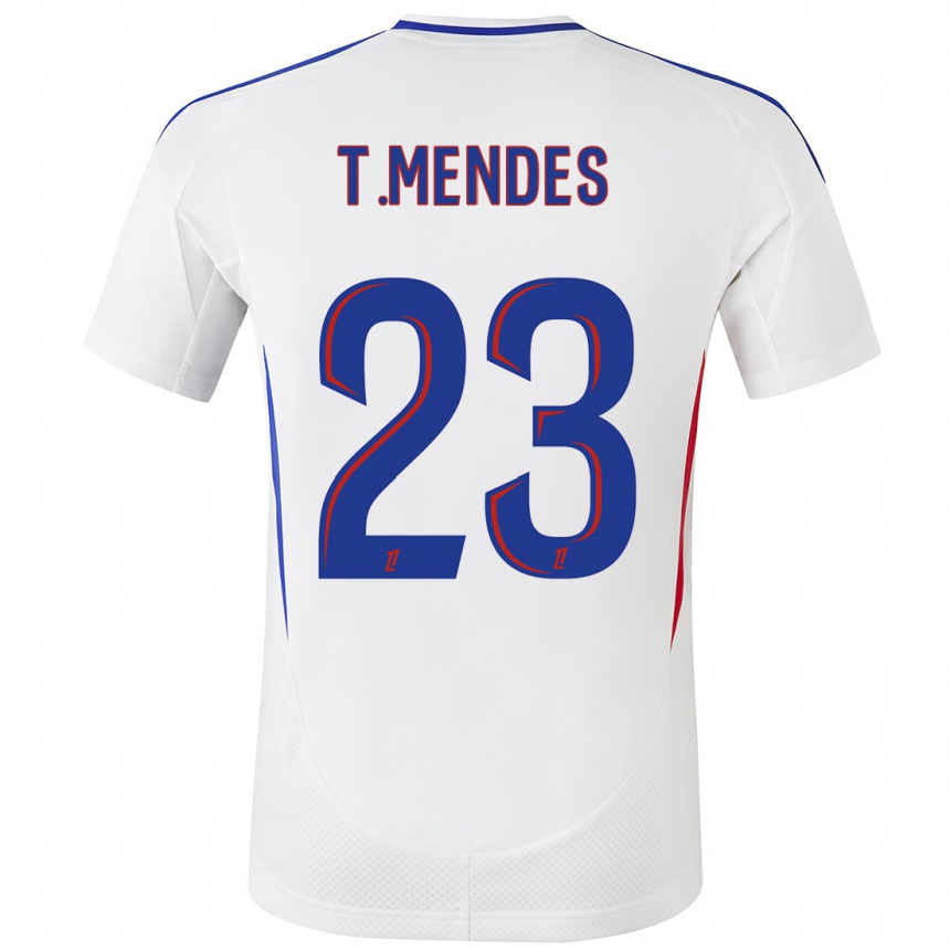 Men Football Thiago Mendes #23 White Blue Home Jersey 2024/25 T-Shirt Uk