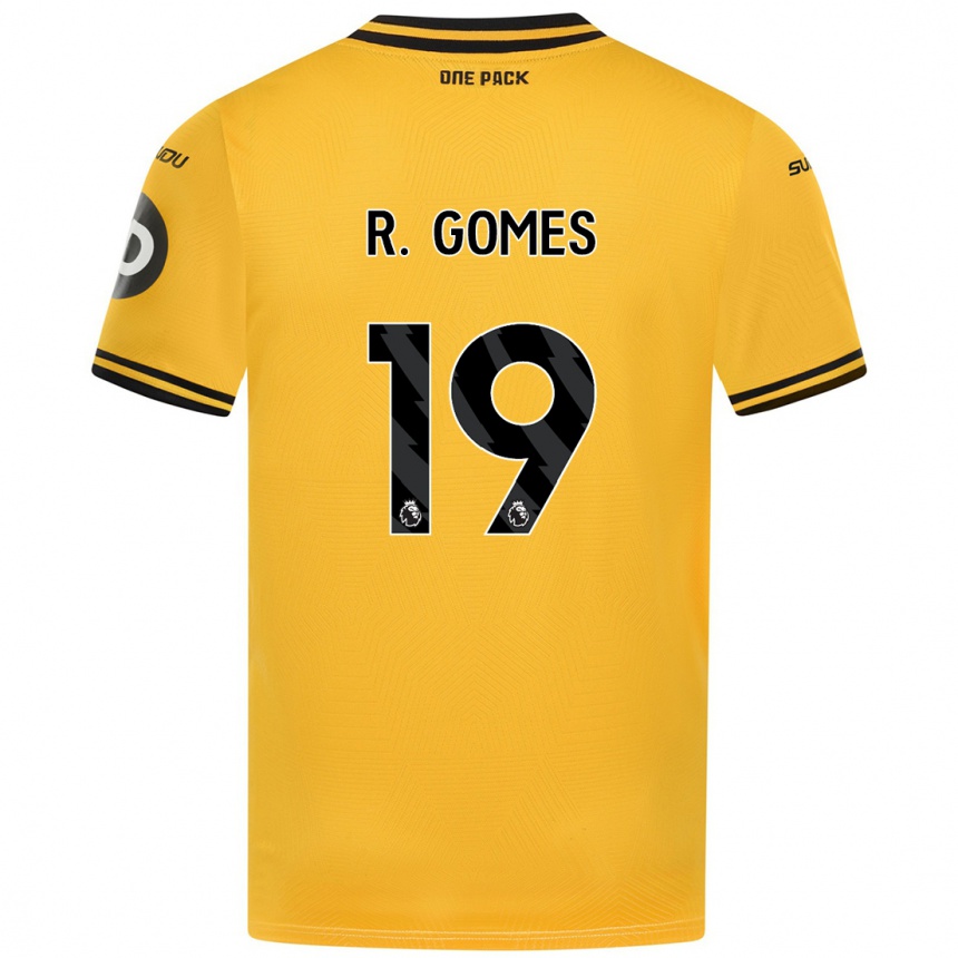 Men Football Rodrigo Gomes #19 Yellow Home Jersey 2024/25 T-Shirt Uk