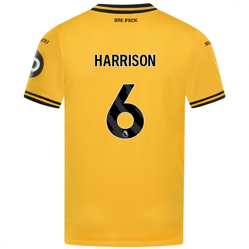 Men Football Lexie Harrison #6 Yellow Home Jersey 2024/25 T-Shirt Uk