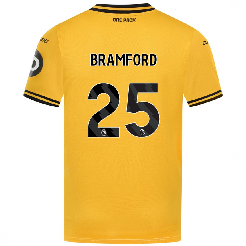 Men Football Sophie Bramford #25 Yellow Home Jersey 2024/25 T-Shirt Uk