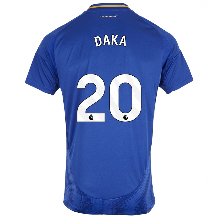 Men Football Patson Daka #20 Blue White Home Jersey 2024/25 T-Shirt Uk