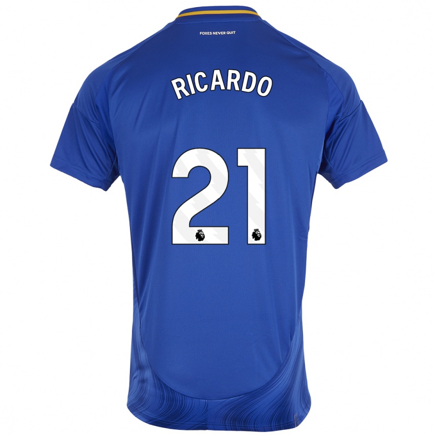 Men Football Ricardo Pereira #21 Blue White Home Jersey 2024/25 T-Shirt Uk