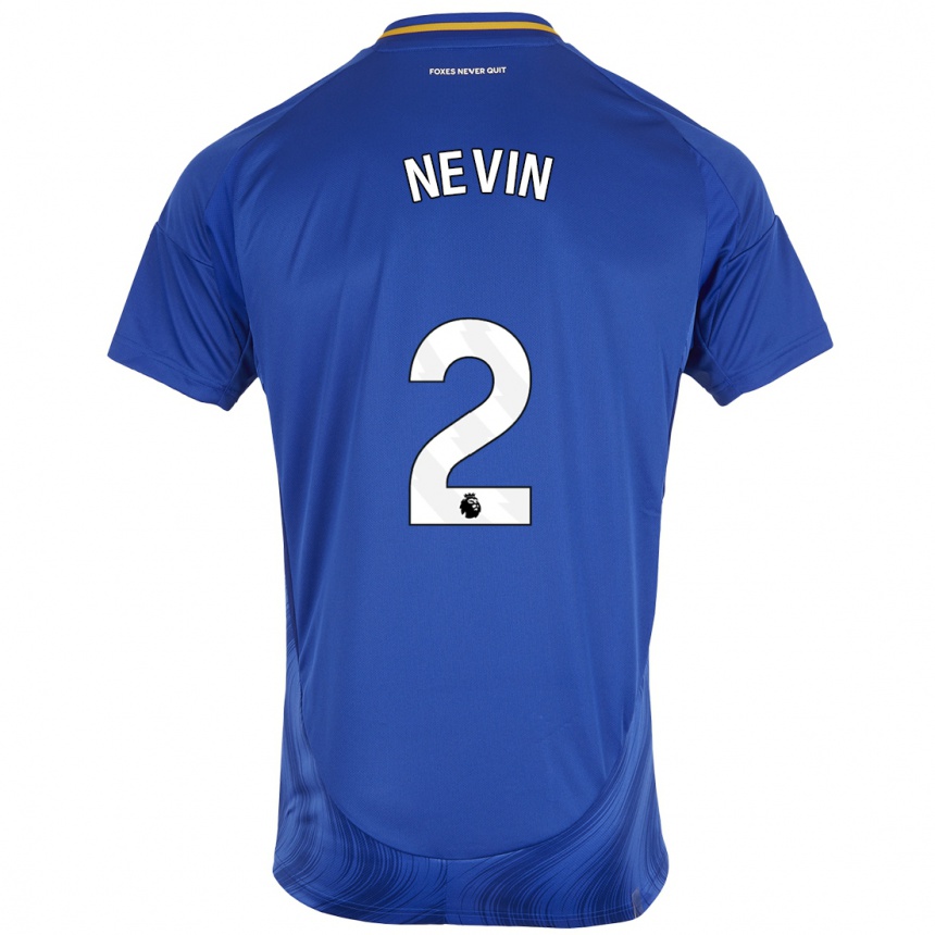 Men Football Courtney Nevin #2 Blue White Home Jersey 2024/25 T-Shirt Uk