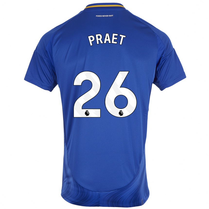 Men Football Dennis Praet #26 Blue White Home Jersey 2024/25 T-Shirt Uk