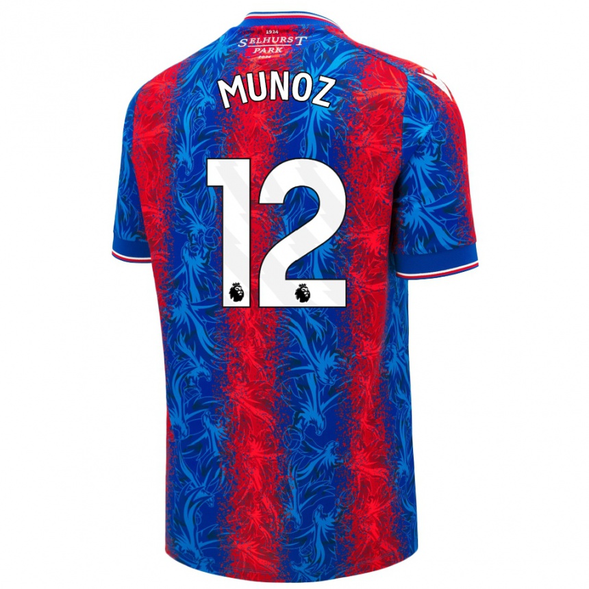 Men Football Daniel Muñoz #12 Red Blue Stripes Home Jersey 2024/25 T-Shirt Uk