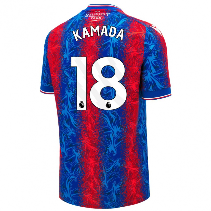 Men Football Daichi Kamada #18 Red Blue Stripes Home Jersey 2024/25 T-Shirt Uk