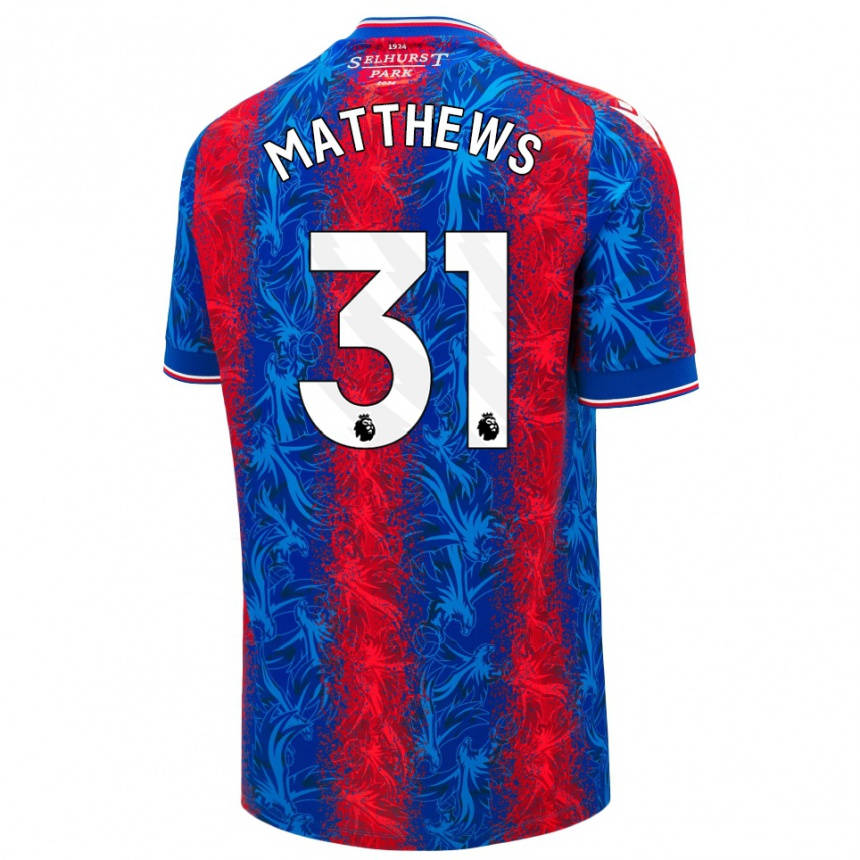 Men Football Remi Matthews #31 Red Blue Stripes Home Jersey 2024/25 T-Shirt Uk