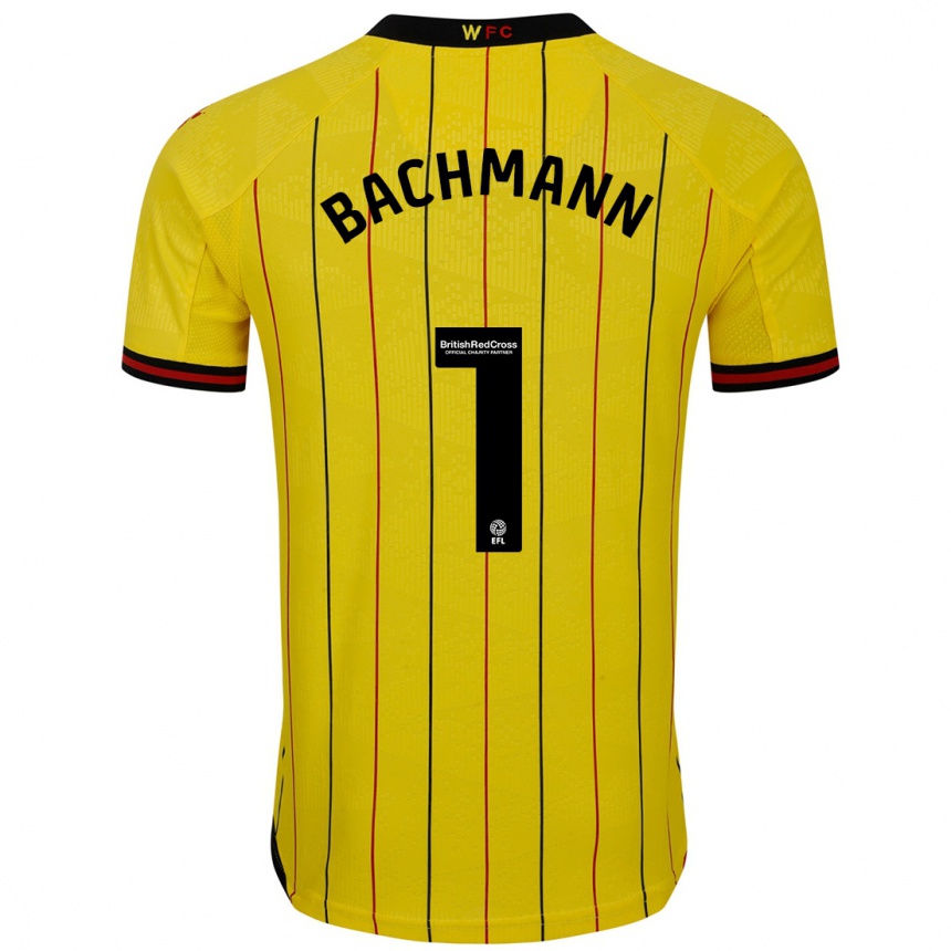 Men Football Daniel Bachmann #1 Yellow Black Home Jersey 2024/25 T-Shirt Uk