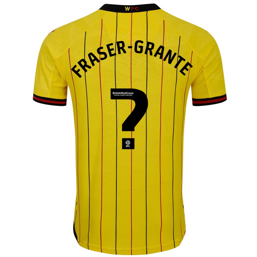 Men Football Zak Fraser-Grante #0 Yellow Black Home Jersey 2024/25 T-Shirt Uk