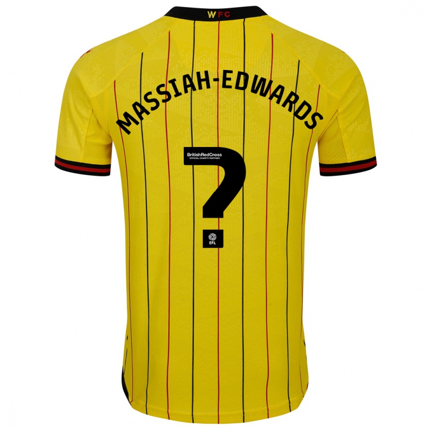 Men Football Zavier Massiah-Edwards #0 Yellow Black Home Jersey 2024/25 T-Shirt Uk