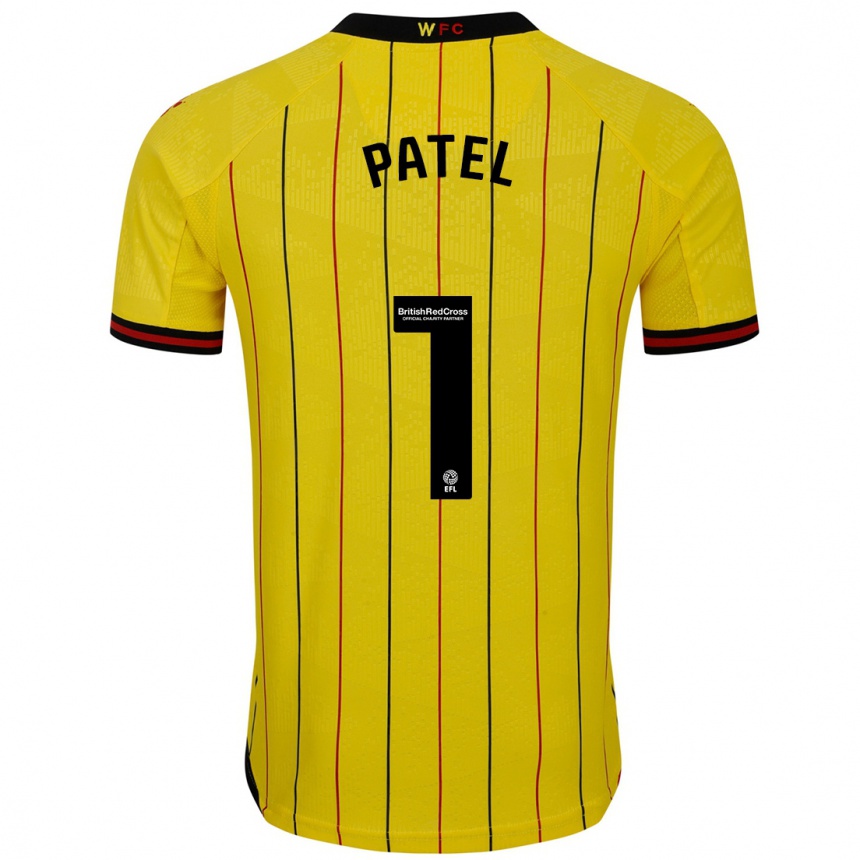 Men Football Safia Middleton-Patel #1 Yellow Black Home Jersey 2024/25 T-Shirt Uk