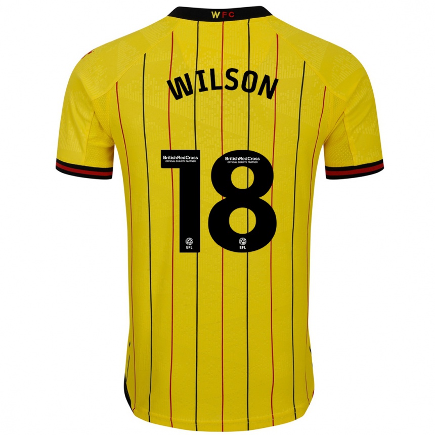 Men Football Poppy Wilson #18 Yellow Black Home Jersey 2024/25 T-Shirt Uk