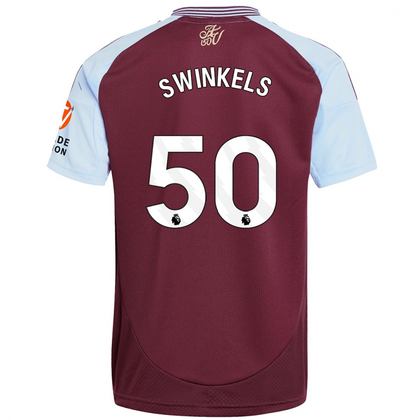 Men Football Sil Swinkels #50 Burgundy Sky Blue Home Jersey 2024/25 T-Shirt Uk