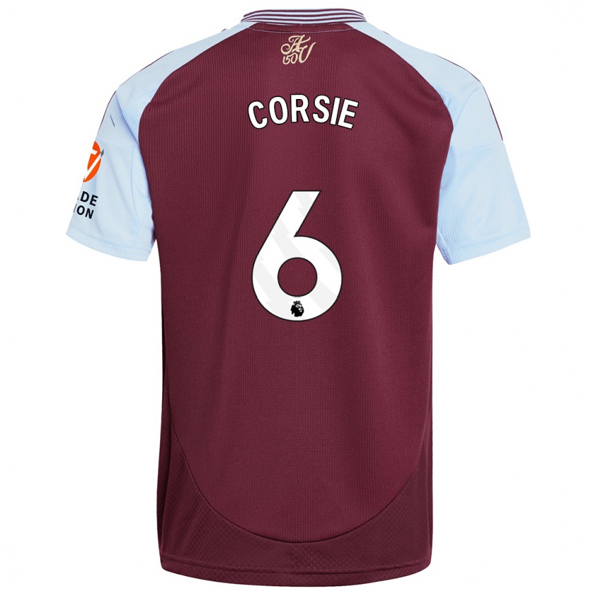 Men Football Rachel Corsie #6 Burgundy Sky Blue Home Jersey 2024/25 T-Shirt Uk