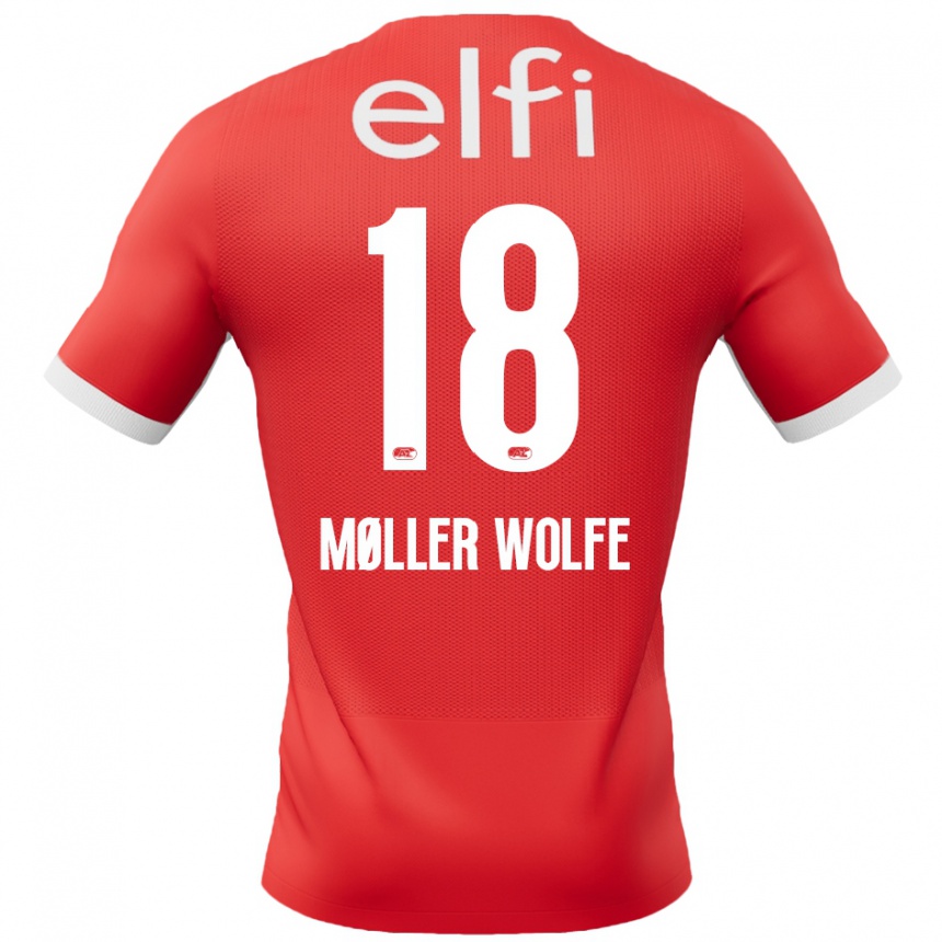 Men Football David Møller Wolfe #18 Red White Home Jersey 2024/25 T-Shirt Uk