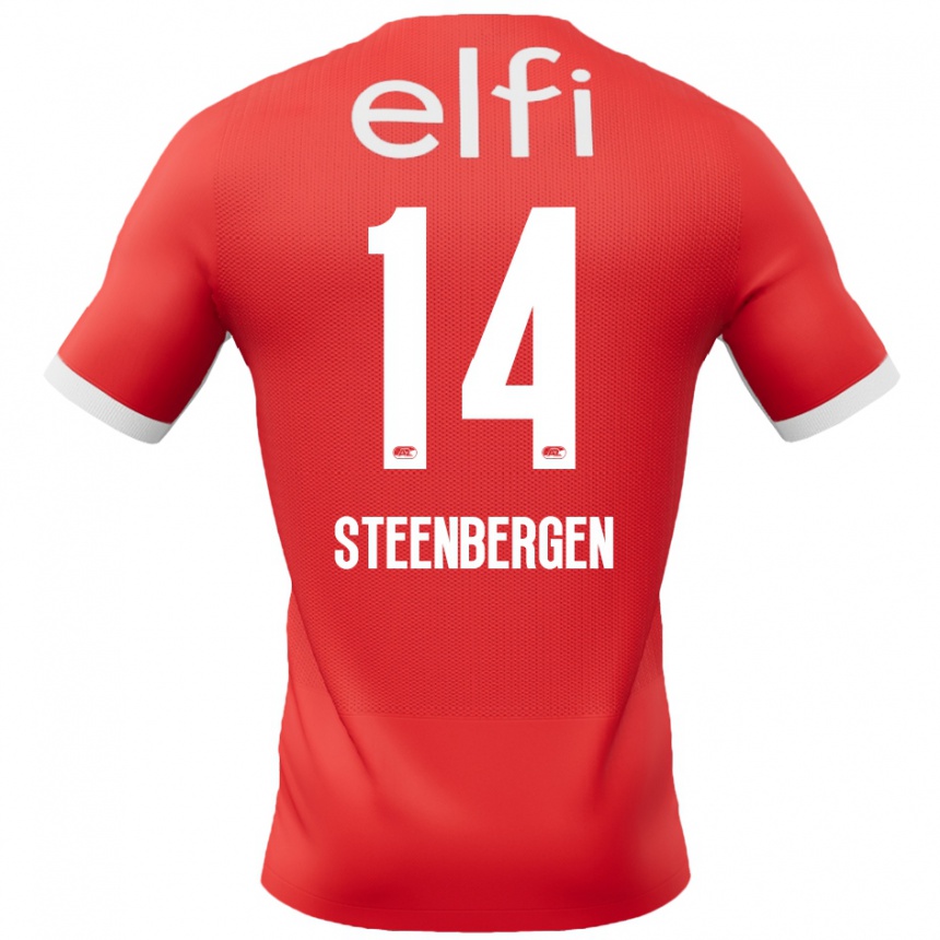 Men Football Thom Steenbergen #14 Red White Home Jersey 2024/25 T-Shirt Uk