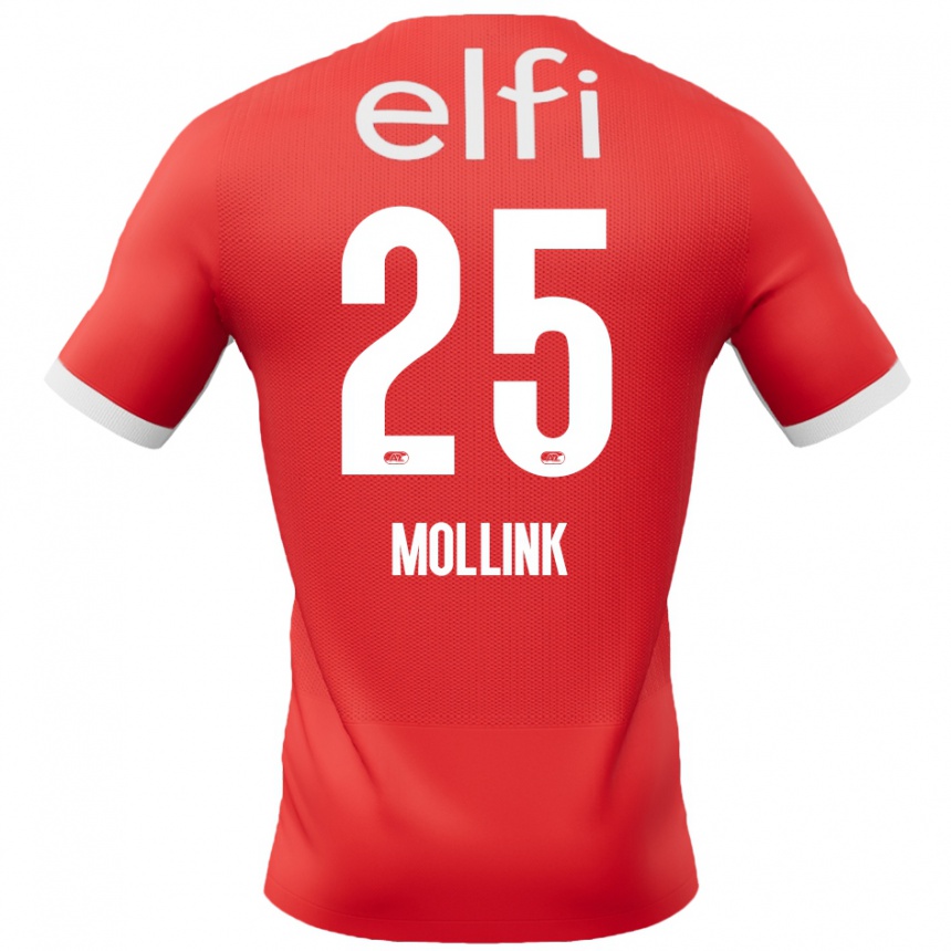 Men Football Yaël Mollink #25 Red White Home Jersey 2024/25 T-Shirt Uk