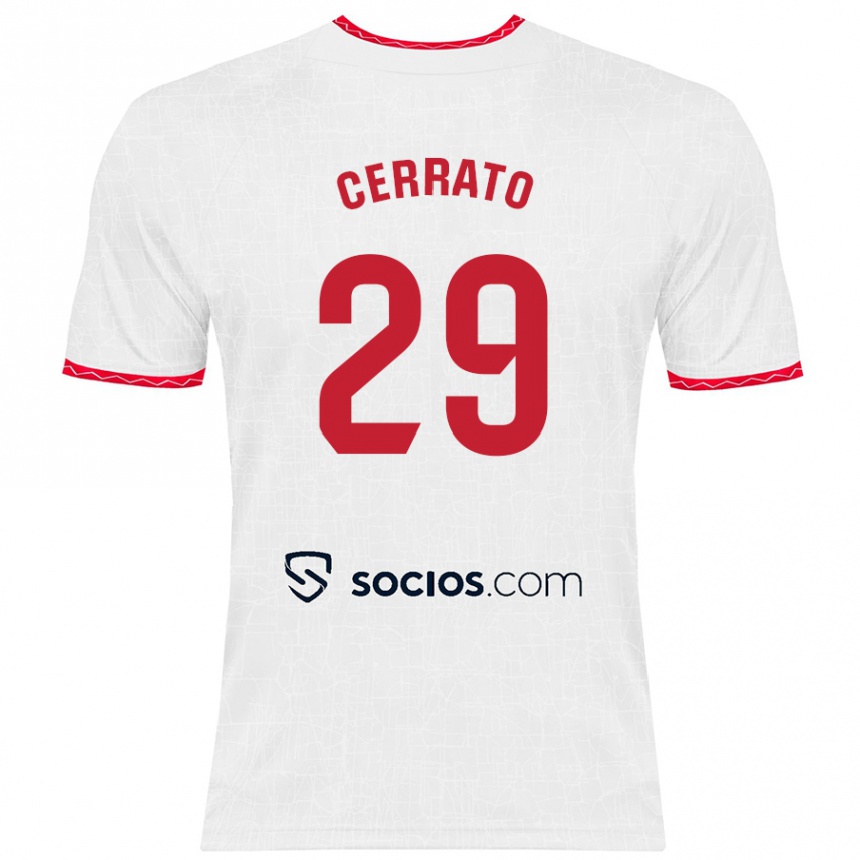 Men Football Alba Cerrato Izquierdo #29 White Red Home Jersey 2024/25 T-Shirt Uk