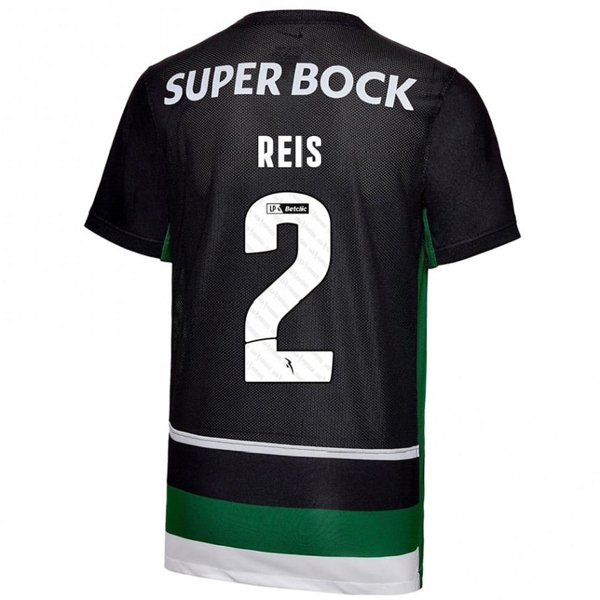 Men Football Matheus Reis #2 Black White Green Home Jersey 2024/25 T-Shirt Uk