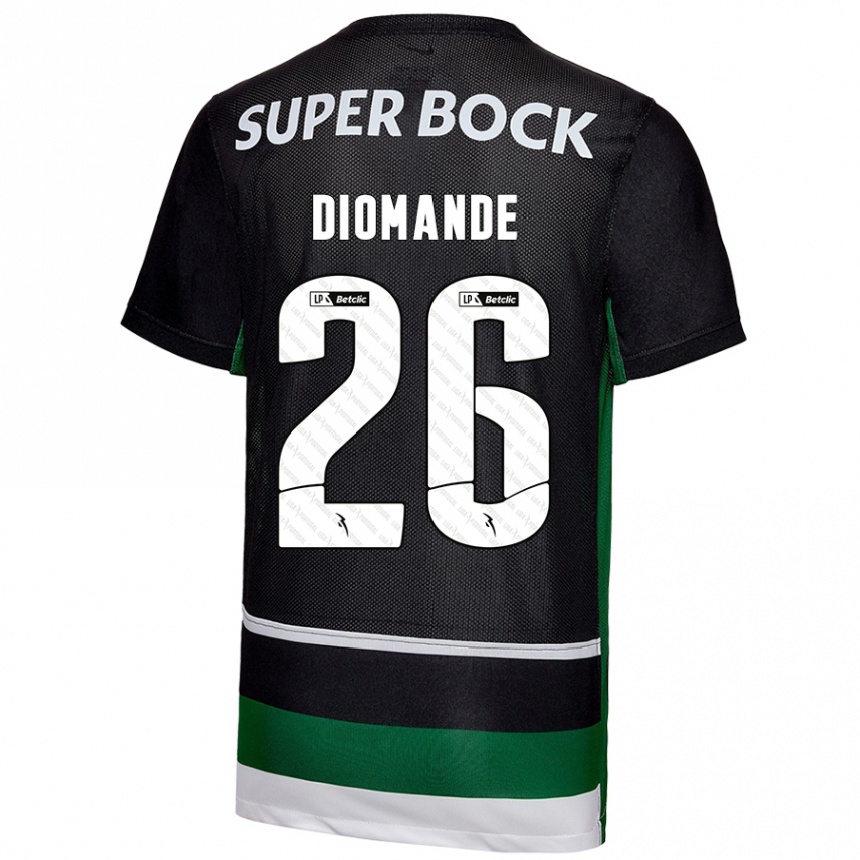 Men Football Ousmane Diomande #26 Black White Green Home Jersey 2024/25 T-Shirt Uk