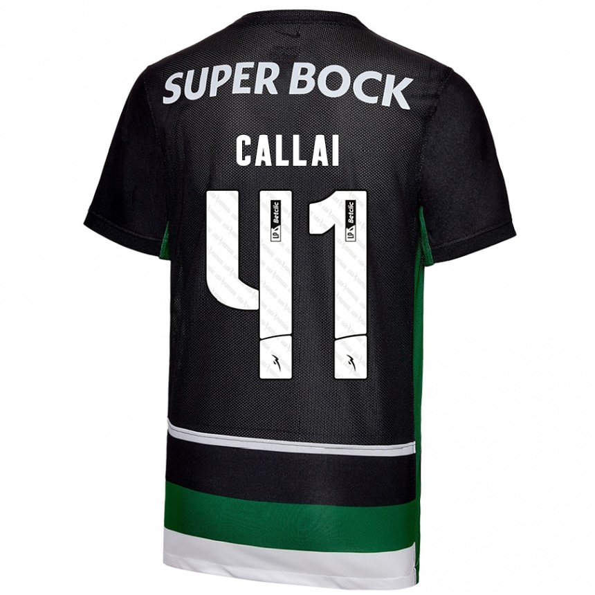 Men Football Diego Callai #41 Black White Green Home Jersey 2024/25 T-Shirt Uk