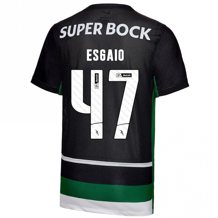 Men Football Ricardo Esgaio #47 Black White Green Home Jersey 2024/25 T-Shirt Uk