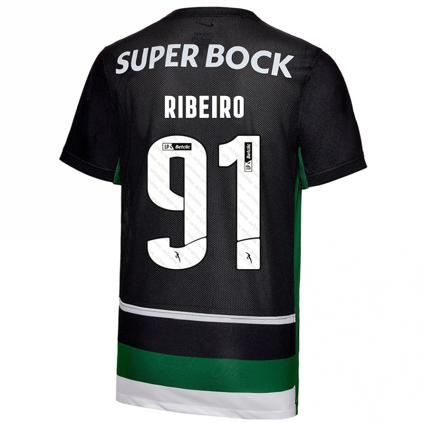 Men Football Rodrigo Ribeiro #91 Black White Green Home Jersey 2024/25 T-Shirt Uk