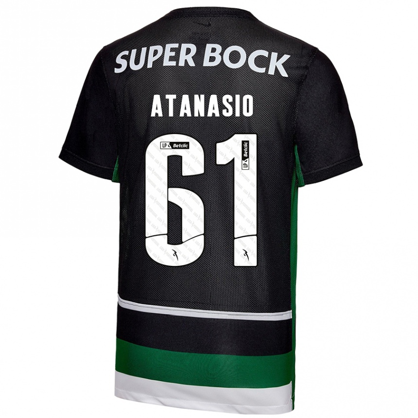 Men Football Atanásio #61 Black White Green Home Jersey 2024/25 T-Shirt Uk