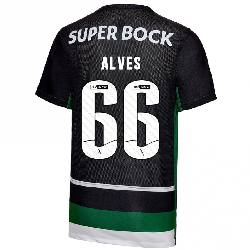 Men Football Miguel Alves #66 Black White Green Home Jersey 2024/25 T-Shirt Uk