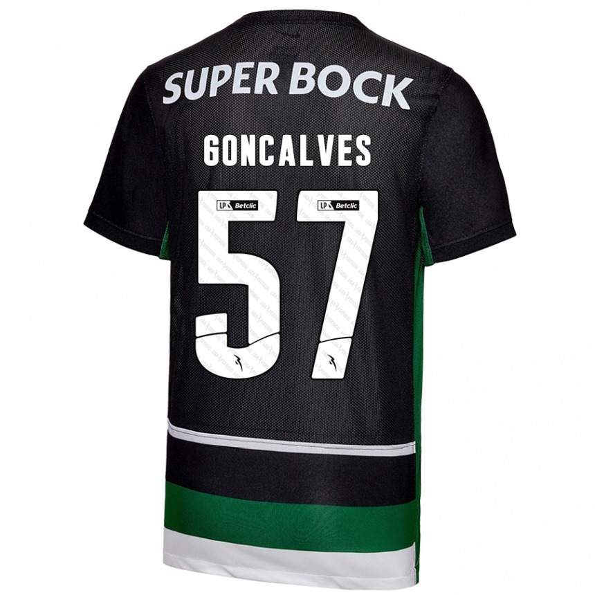 Men Football Inês Gonçalves #57 Black White Green Home Jersey 2024/25 T-Shirt Uk