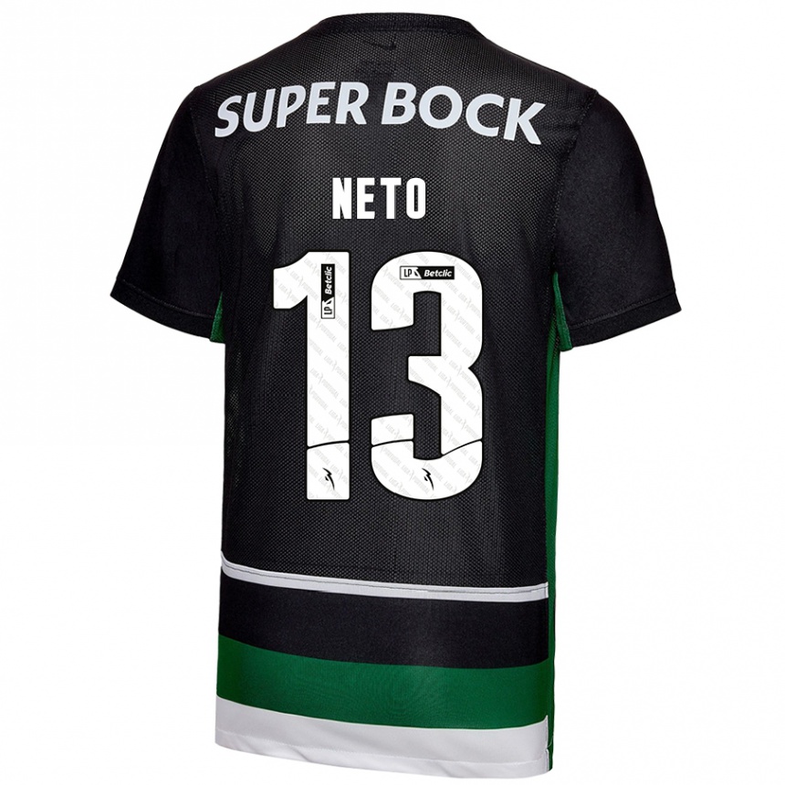 Men Football Luís Neto #13 Black White Green Home Jersey 2024/25 T-Shirt Uk