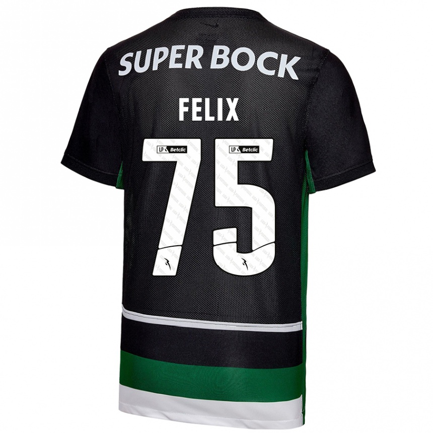 Men Football Vando Félix #75 Black White Green Home Jersey 2024/25 T-Shirt Uk