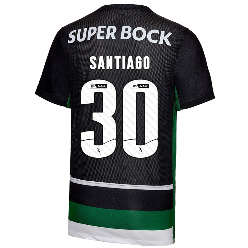 Men Football Carolina Santiago #30 Black White Green Home Jersey 2024/25 T-Shirt Uk