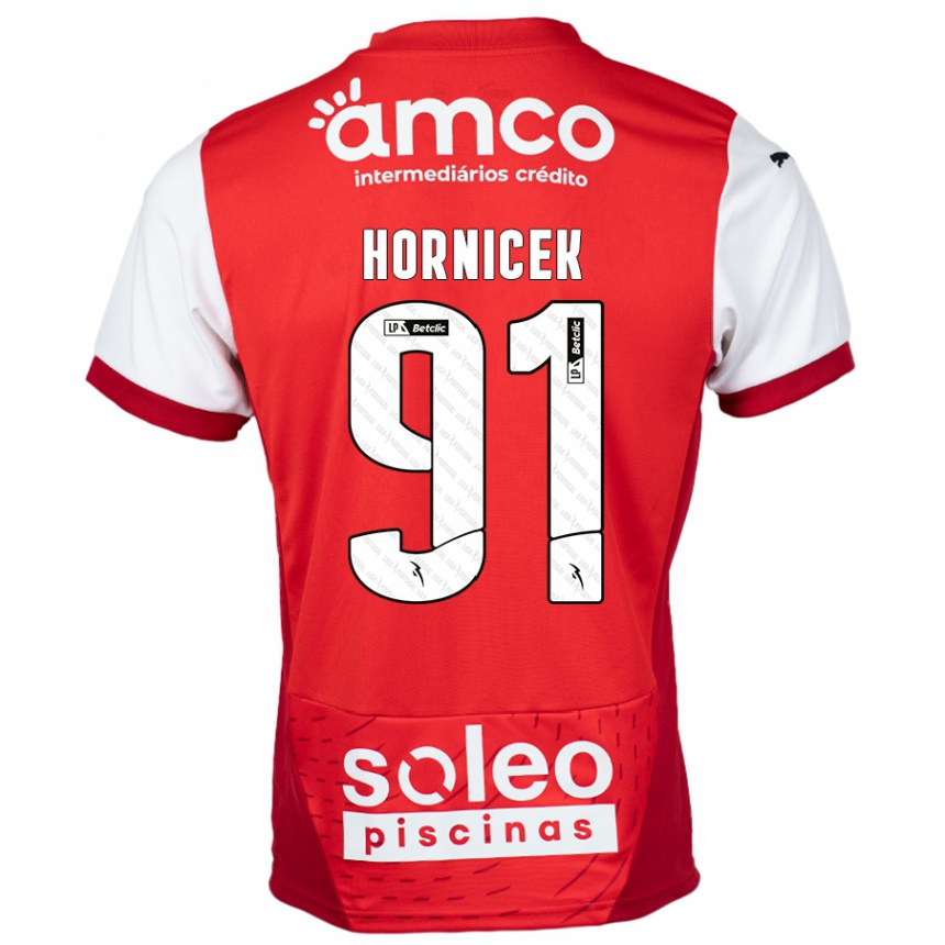 Men Football Lukas Hornicek #91 Red White Home Jersey 2024/25 T-Shirt Uk