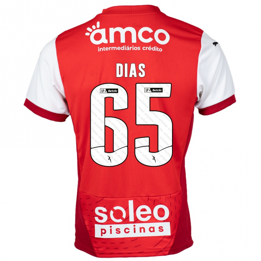 Men Football Leandro Dias #65 Red White Home Jersey 2024/25 T-Shirt Uk