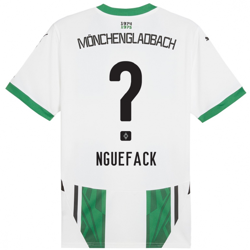 Men Football Mathieu Nguefack #0 White Green Home Jersey 2024/25 T-Shirt Uk