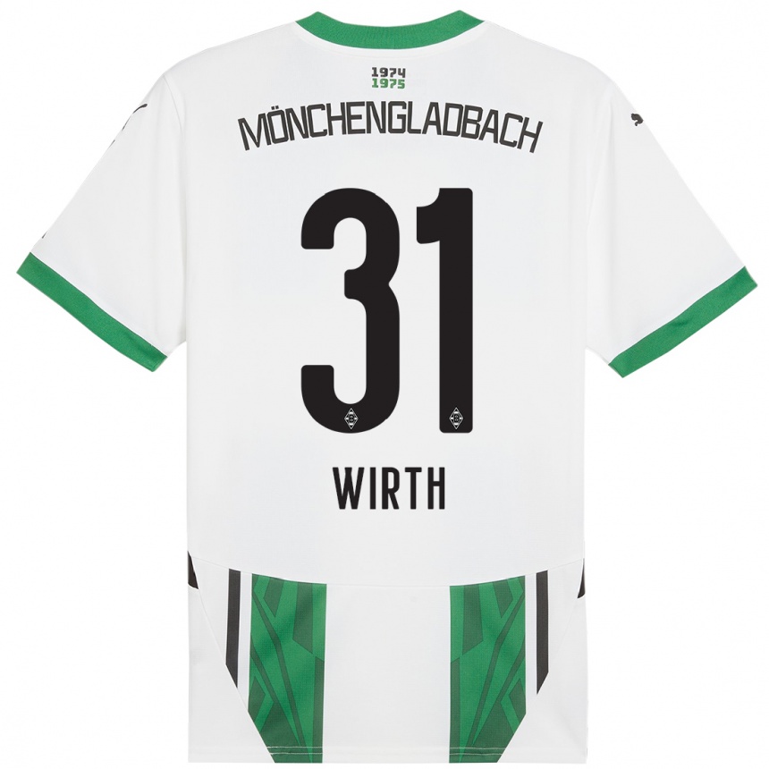 Men Football Linus Wirth #31 White Green Home Jersey 2024/25 T-Shirt Uk