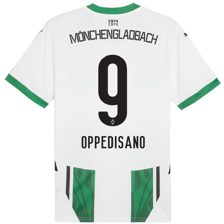 Men Football Valentina Oppedisano #9 White Green Home Jersey 2024/25 T-Shirt Uk