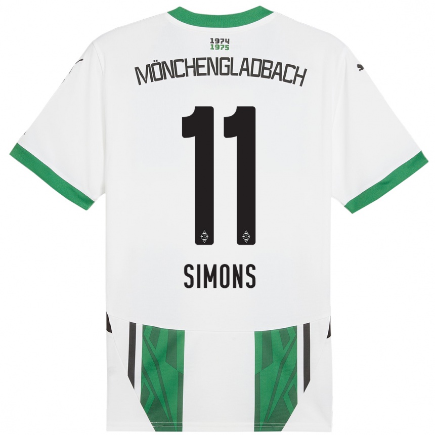 Men Football Kelly Simons #11 White Green Home Jersey 2024/25 T-Shirt Uk